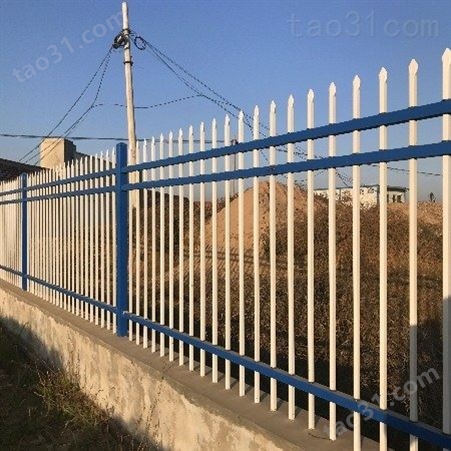 格拉瑞斯锌钢护栏蓝白相间锌钢护栏围墙围栏喷塑锌钢护栏厂家