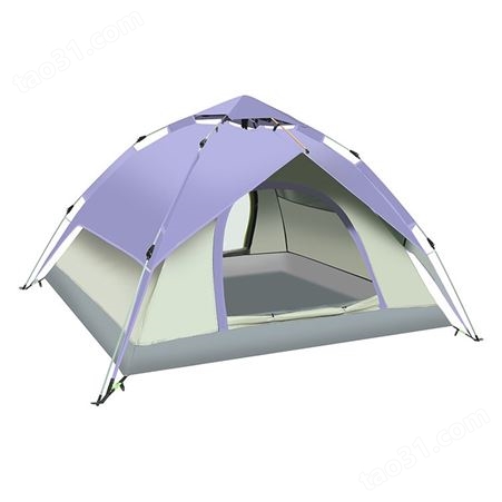 涯宝户外双层速开帐篷便携式折叠野营帐篷两门两窗免搭建帐篷
