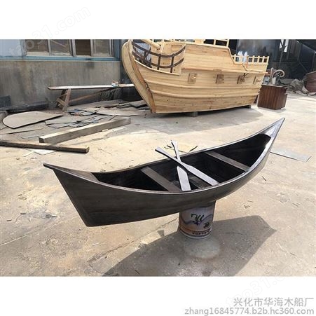 华海木船销售景观装饰木船 两头尖花船 欧式木船 画舫船出售