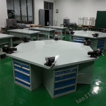 鸿晟达中山钳工台  6工位学生钳工桌  重型六角钳工台