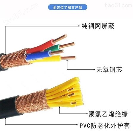 耐高温氟塑料控制电缆 ZR-KVVP2-22 4*1.5 现货批发 定制 天长